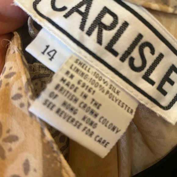 Carlisle 100% Silk Paisley Patterned Pearlized Shell Button-Up Blouse Size 14 - Picture 2 of 8